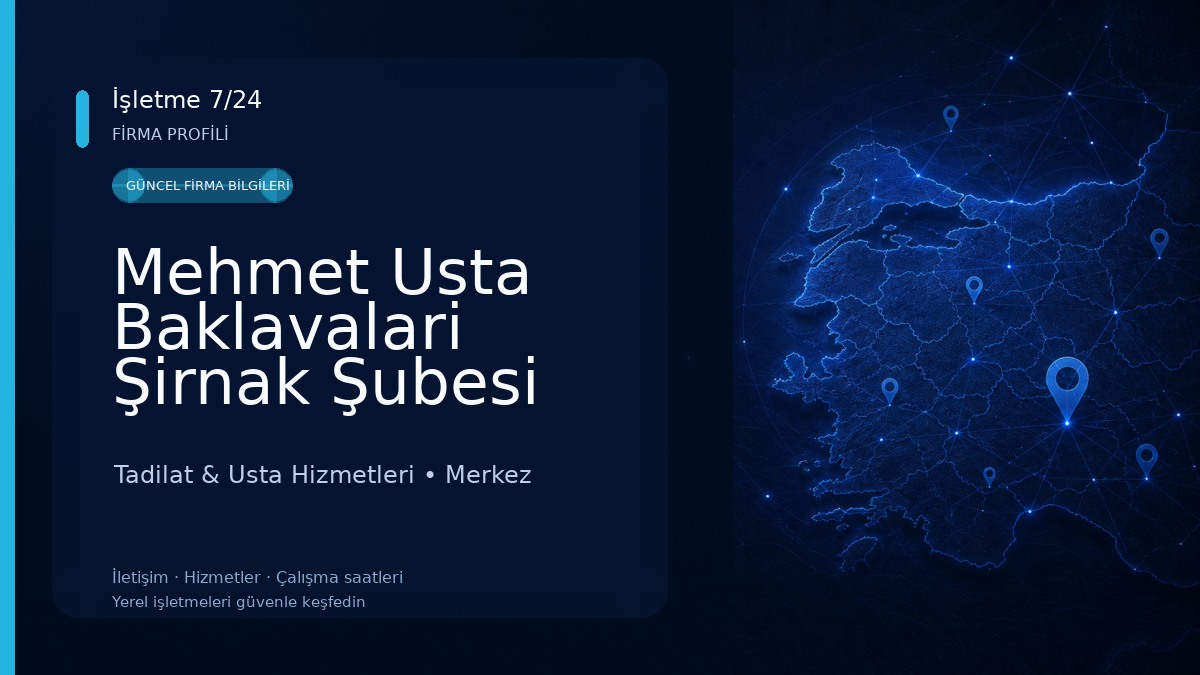 Mehmet Usta Baklavalari Şirnak Şubesi Tadilat & Usta Hizmetleri